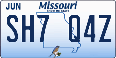 MO license plate SH7Q4Z