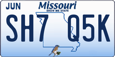 MO license plate SH7Q5K