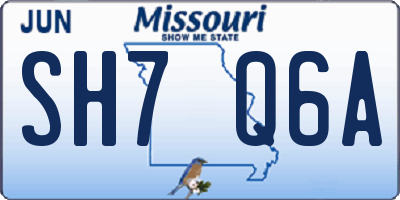 MO license plate SH7Q6A