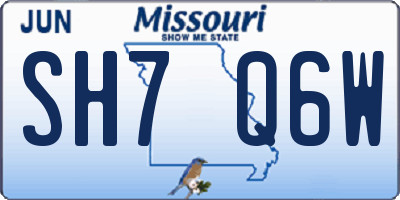 MO license plate SH7Q6W