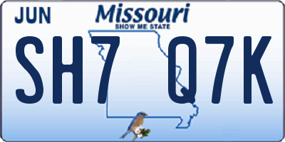MO license plate SH7Q7K