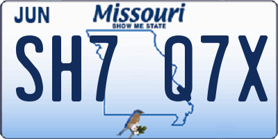MO license plate SH7Q7X