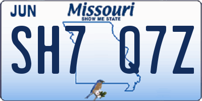 MO license plate SH7Q7Z