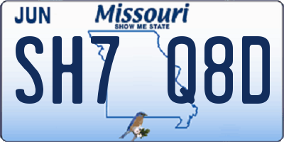 MO license plate SH7Q8D