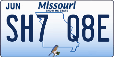 MO license plate SH7Q8E