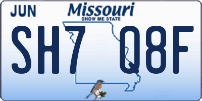 MO license plate SH7Q8F