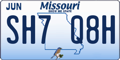 MO license plate SH7Q8H