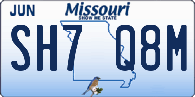 MO license plate SH7Q8M
