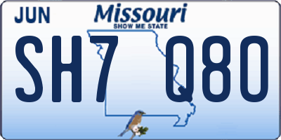 MO license plate SH7Q8O