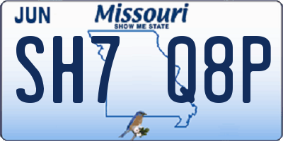 MO license plate SH7Q8P