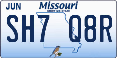 MO license plate SH7Q8R