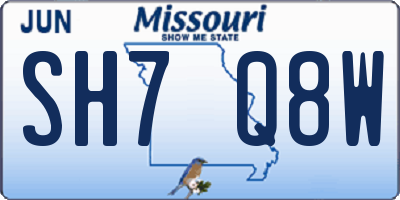 MO license plate SH7Q8W