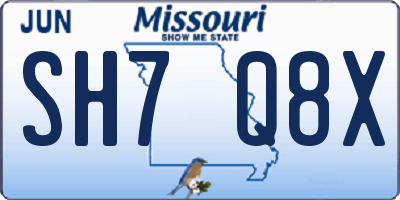 MO license plate SH7Q8X