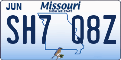 MO license plate SH7Q8Z