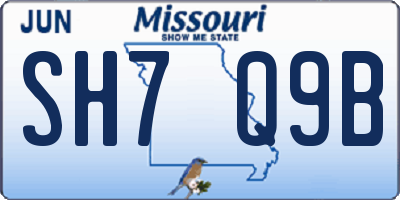 MO license plate SH7Q9B