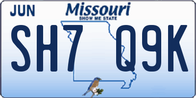 MO license plate SH7Q9K