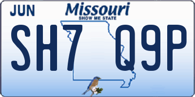 MO license plate SH7Q9P