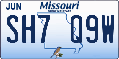 MO license plate SH7Q9W