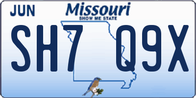MO license plate SH7Q9X