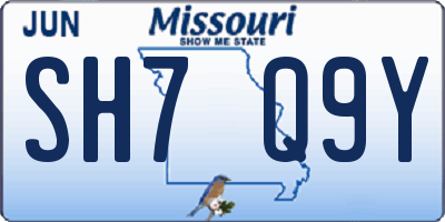 MO license plate SH7Q9Y