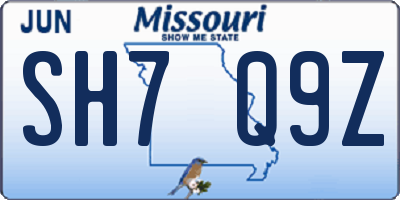 MO license plate SH7Q9Z