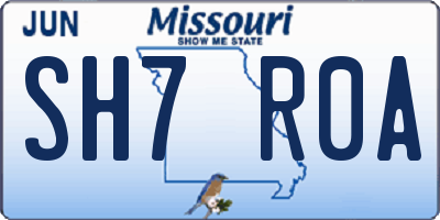 MO license plate SH7R0A