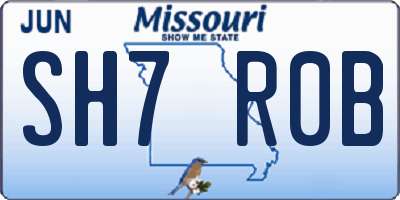 MO license plate SH7R0B