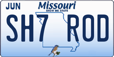 MO license plate SH7R0D