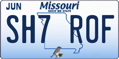 MO license plate SH7R0F