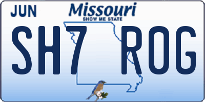 MO license plate SH7R0G