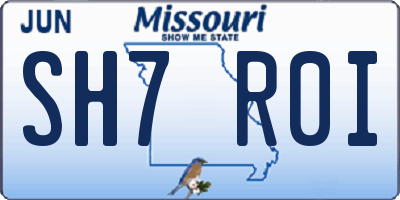 MO license plate SH7R0I