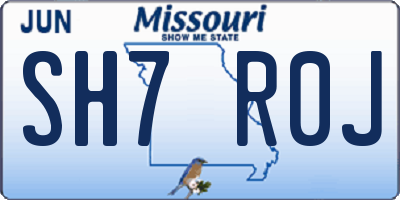 MO license plate SH7R0J