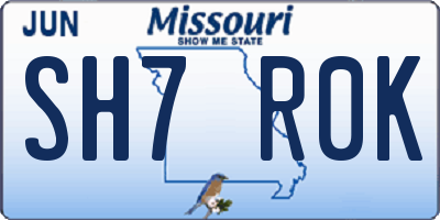 MO license plate SH7R0K