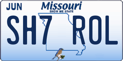 MO license plate SH7R0L