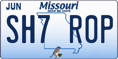MO license plate SH7R0P