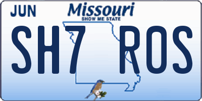 MO license plate SH7R0S