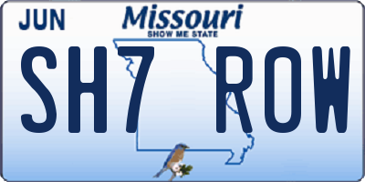 MO license plate SH7R0W