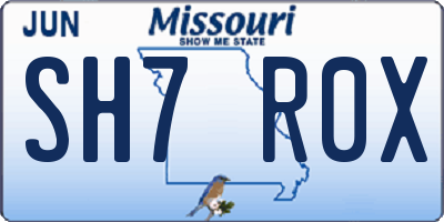 MO license plate SH7R0X
