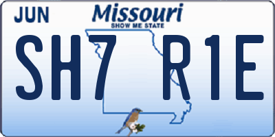 MO license plate SH7R1E