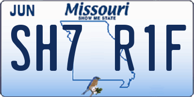 MO license plate SH7R1F
