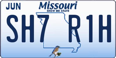 MO license plate SH7R1H