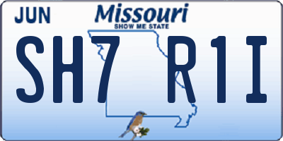 MO license plate SH7R1I