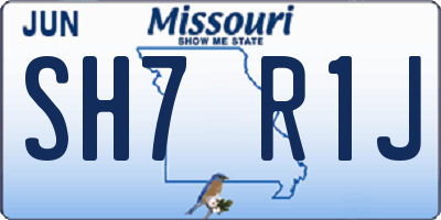 MO license plate SH7R1J