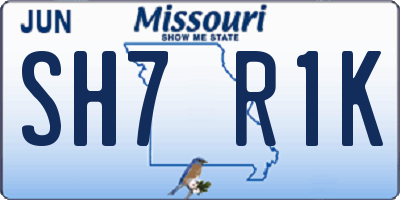MO license plate SH7R1K