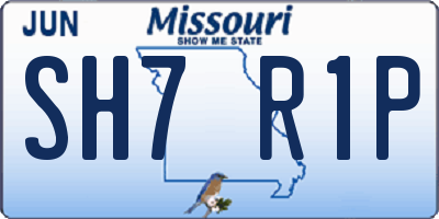 MO license plate SH7R1P