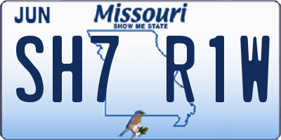 MO license plate SH7R1W