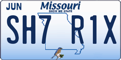 MO license plate SH7R1X