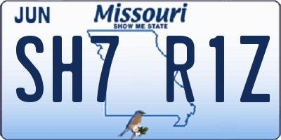 MO license plate SH7R1Z