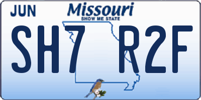 MO license plate SH7R2F