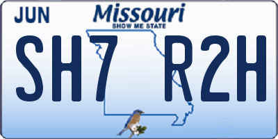 MO license plate SH7R2H